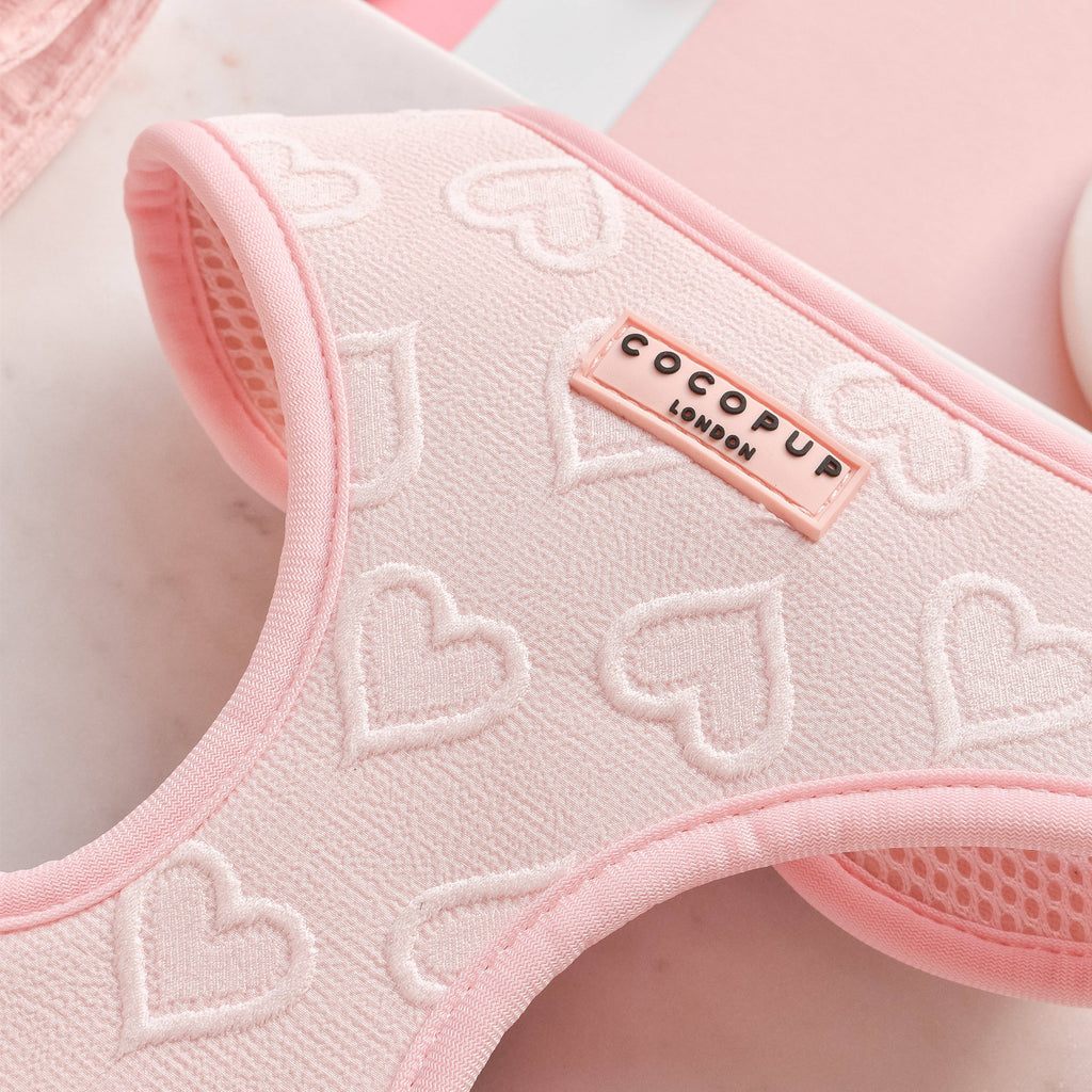 Luxe justerbar Hundesele - Baby Pink Heart