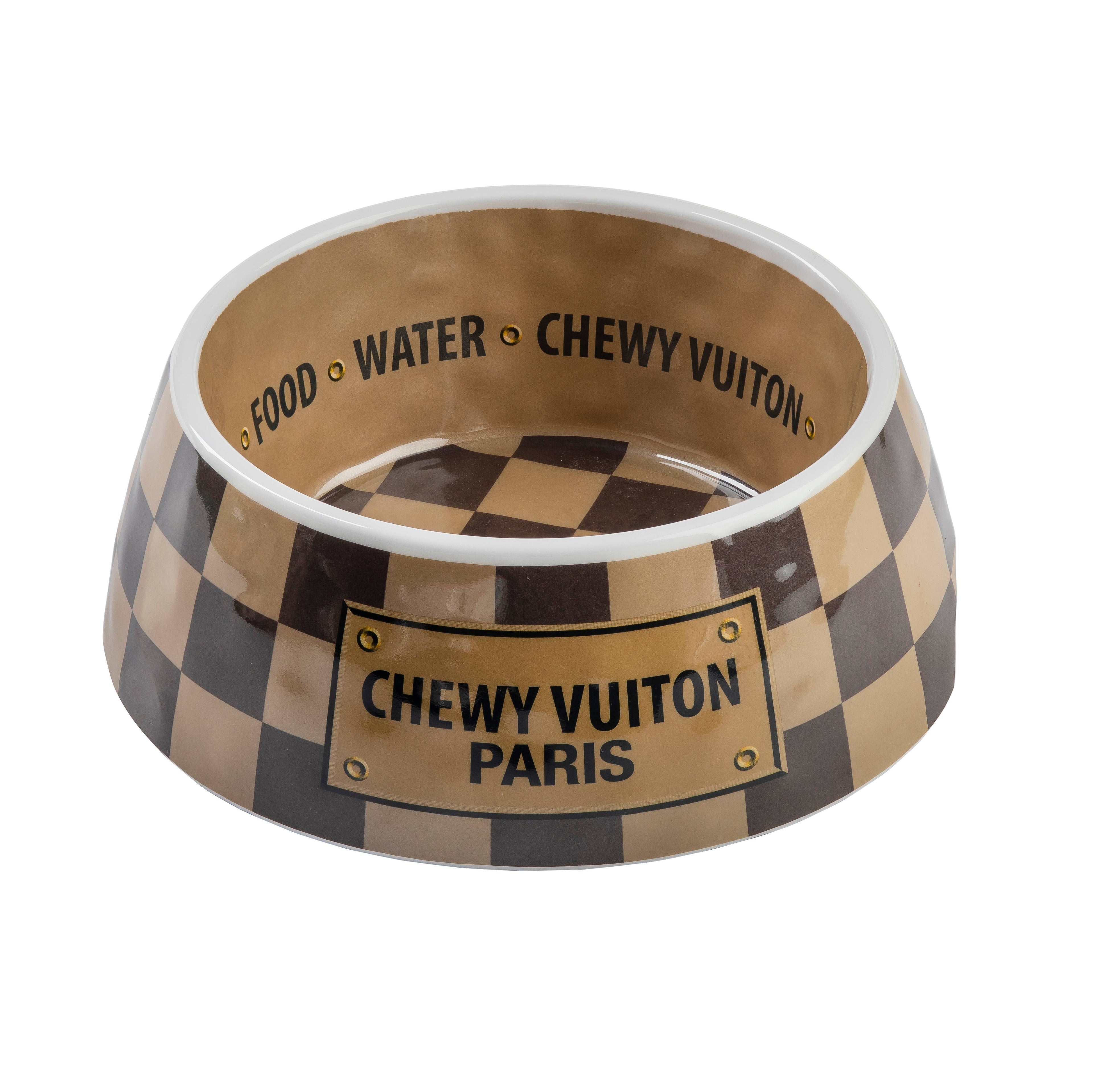 Checker Chewy Vuiton skål- Medium