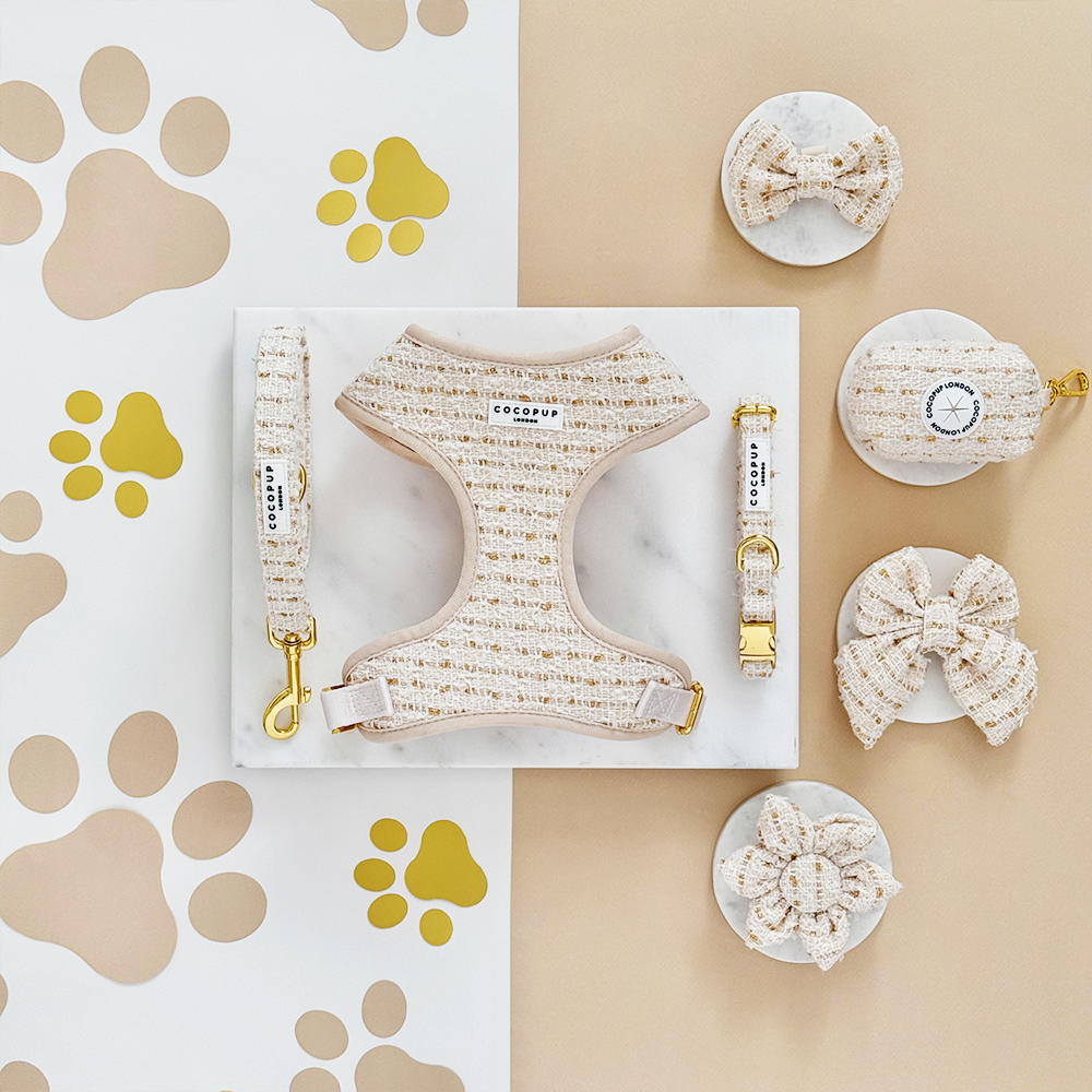 Vaniljestrukturert  tweed hundekoppel