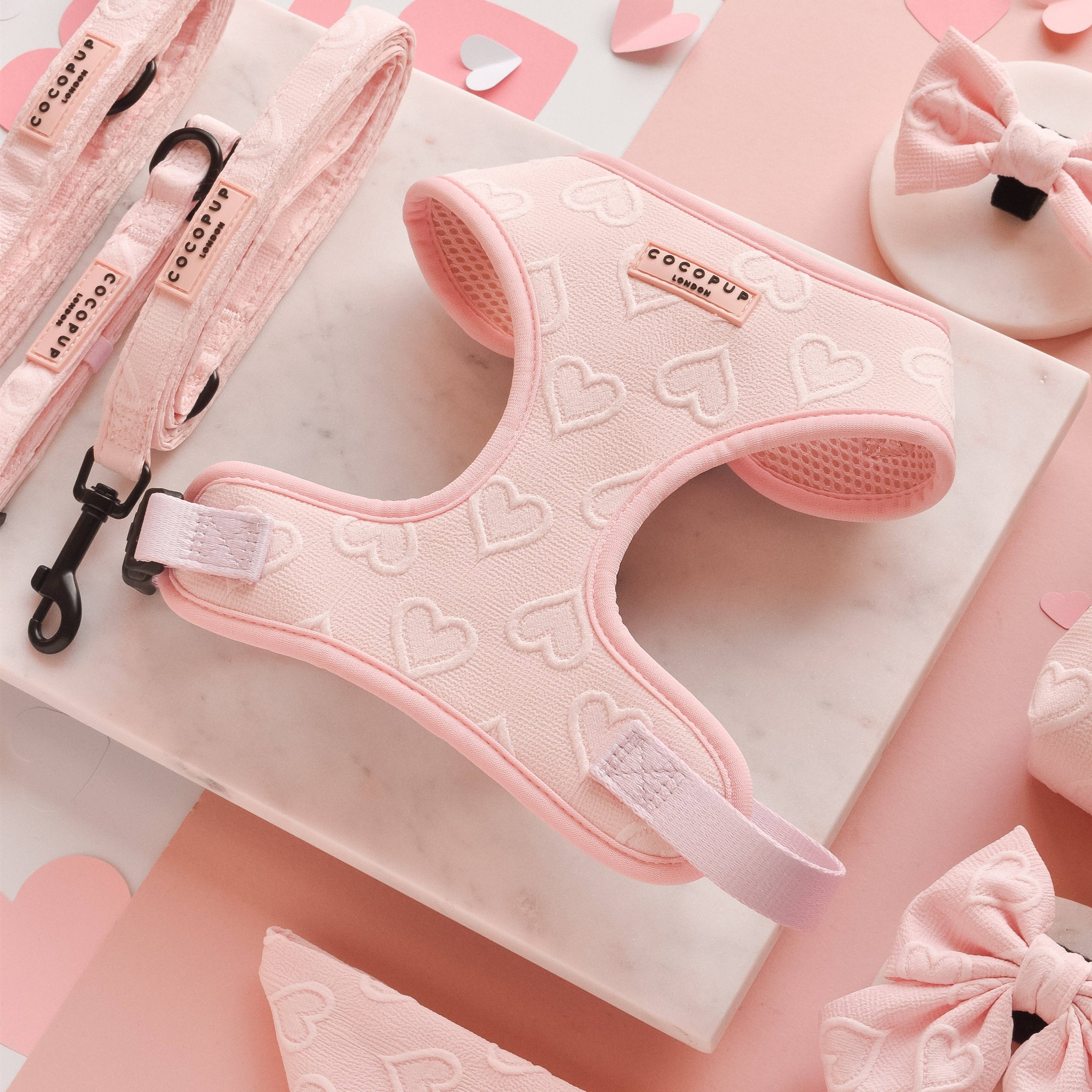 Luxe justerbar Hundesele - Baby Pink Heart