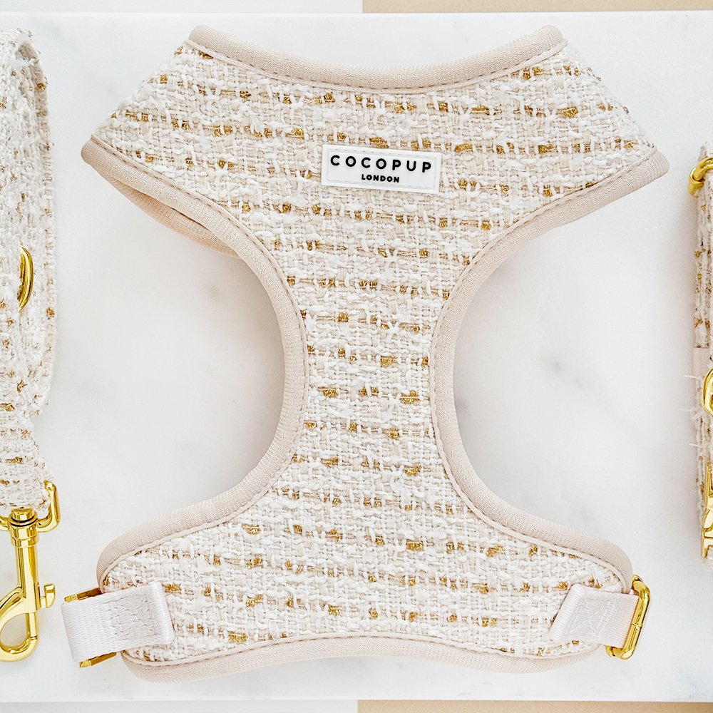 Vaniljestrukturert tweed justerbar hundesele