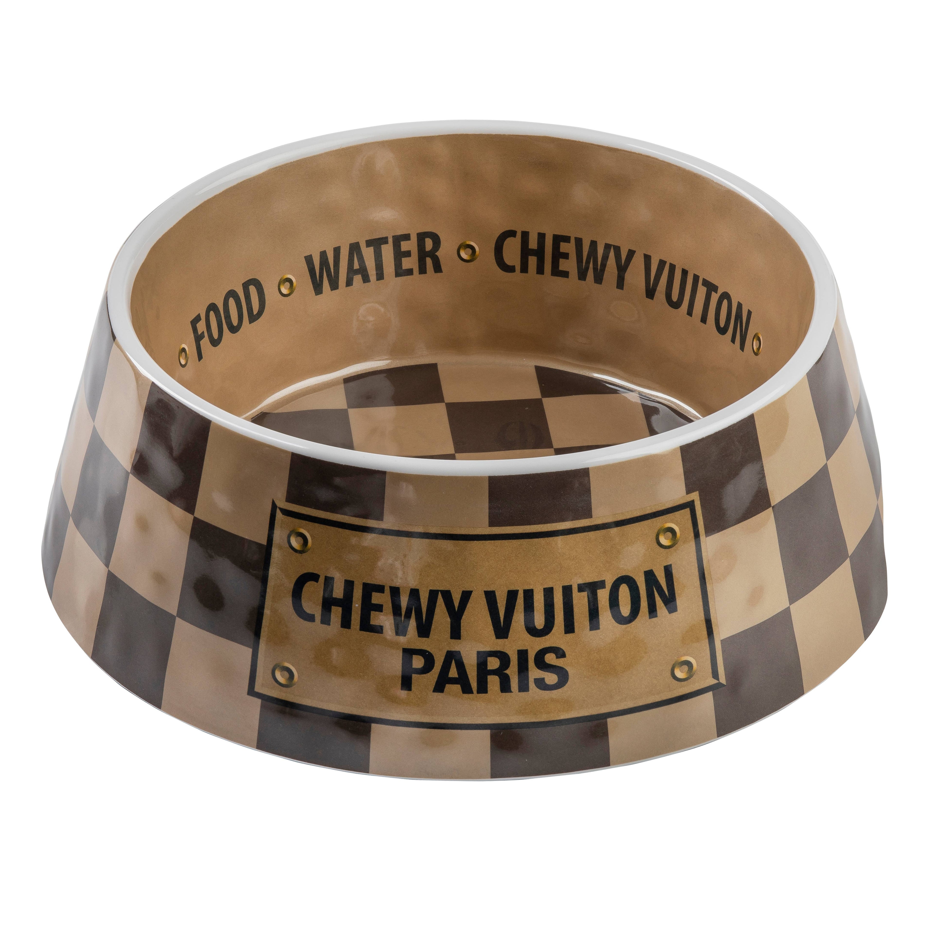 Checker Chewy Vuiton skål- Medium