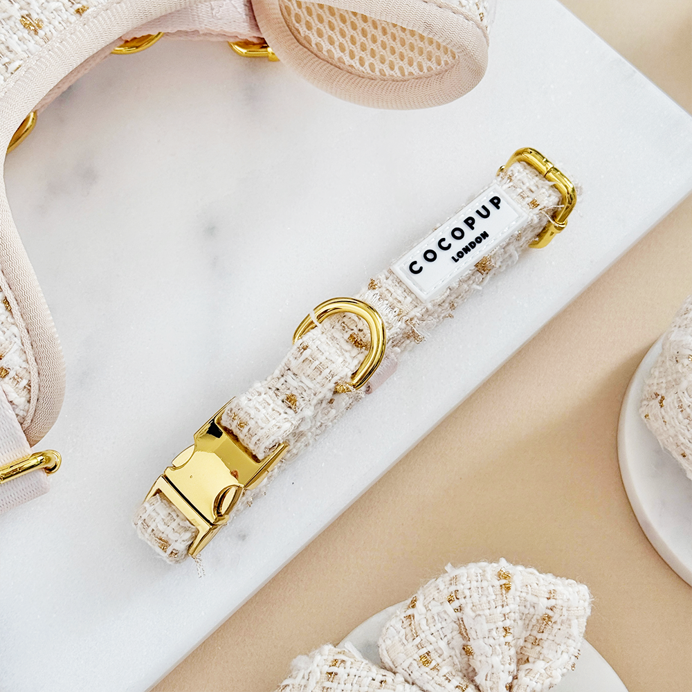 Vaniljestrukturert tweed halsbånd