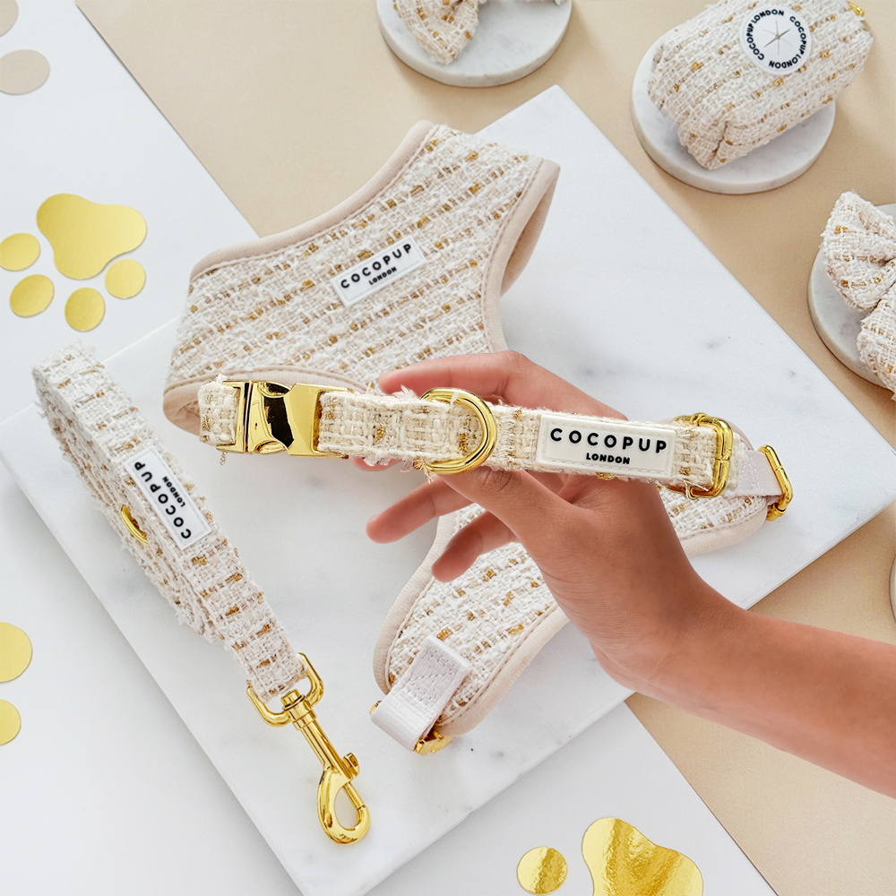 Vaniljestrukturert tweed halsbånd