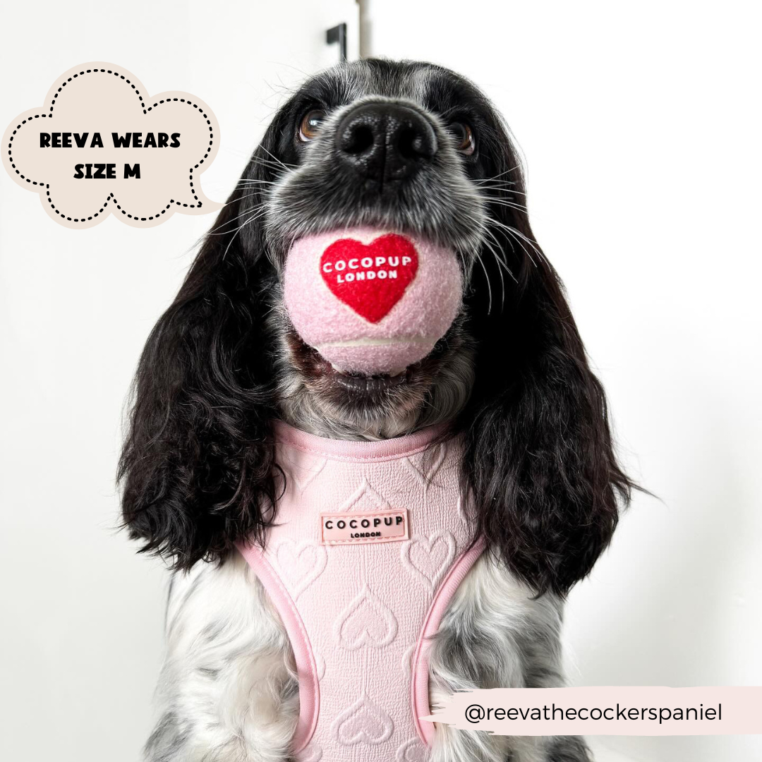 Luxe justerbar Hundesele - Baby Pink Heart