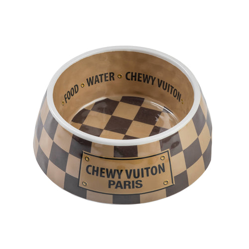 Checker Chewy Vuiton skål- Medium