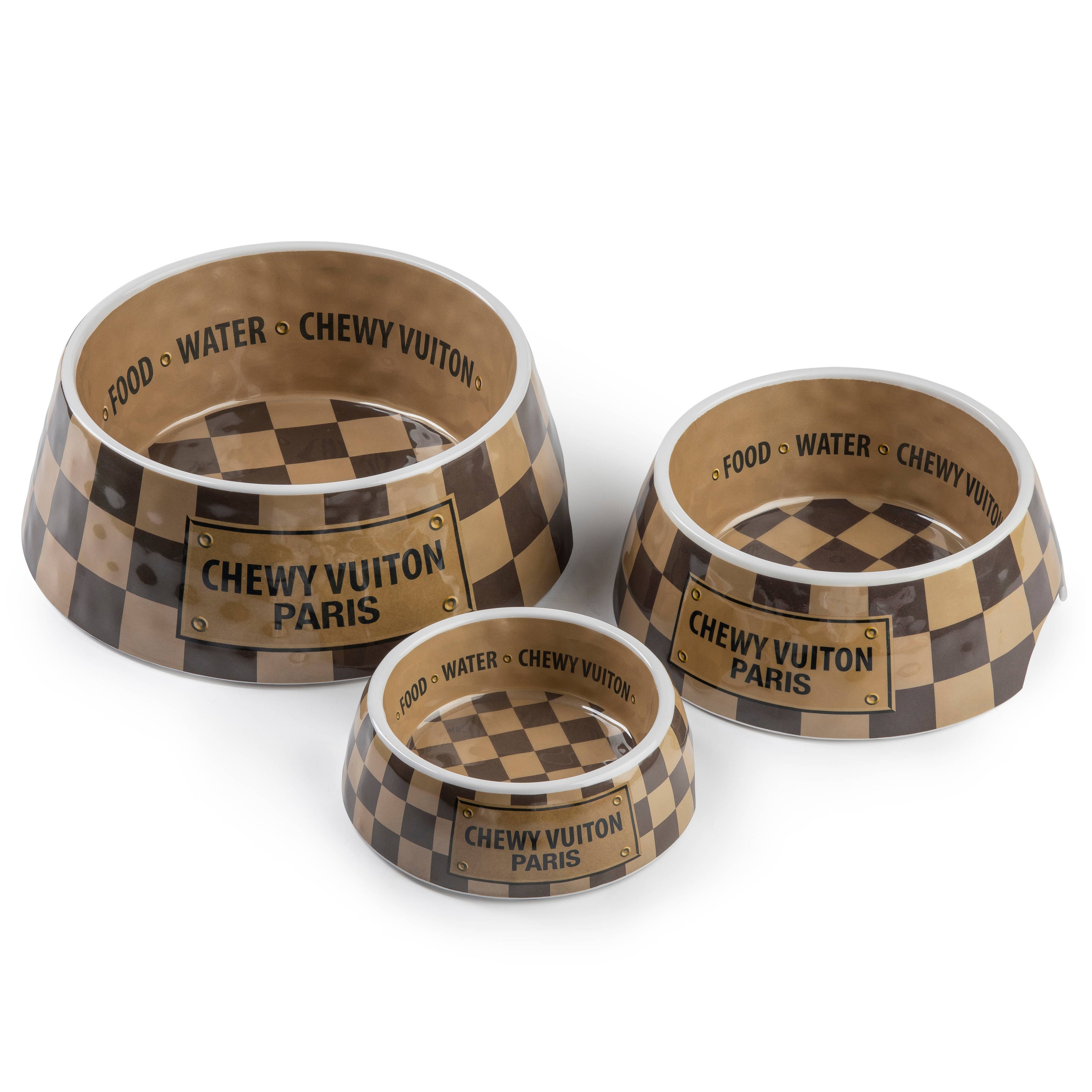 Checker Chewy Vuiton skål- Medium