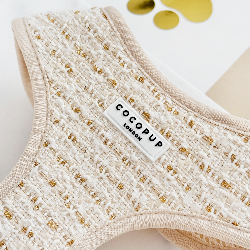 Vaniljestrukturert tweed justerbar hundesele